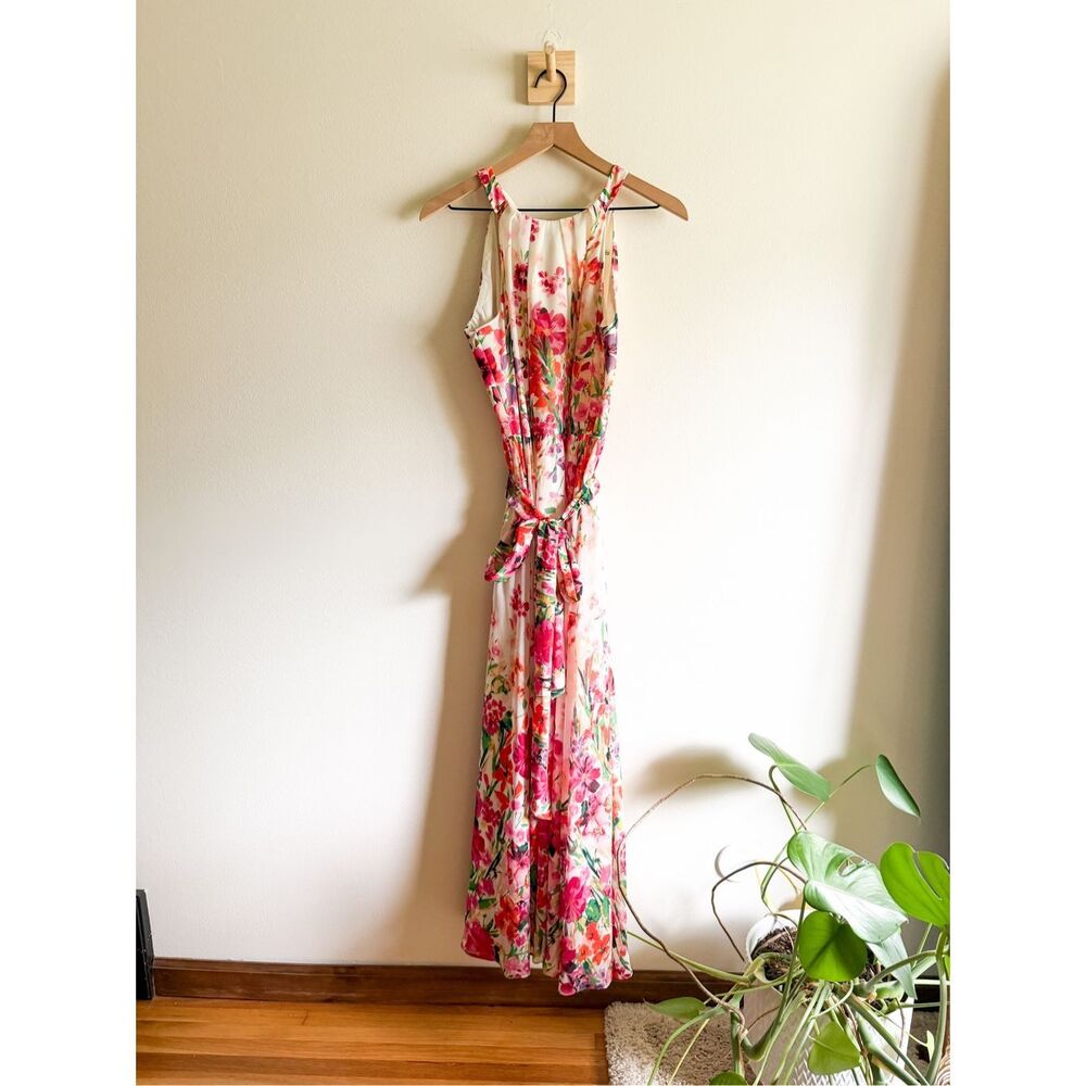 Eliza J Floral Chiffon Maxi Dress Size 8